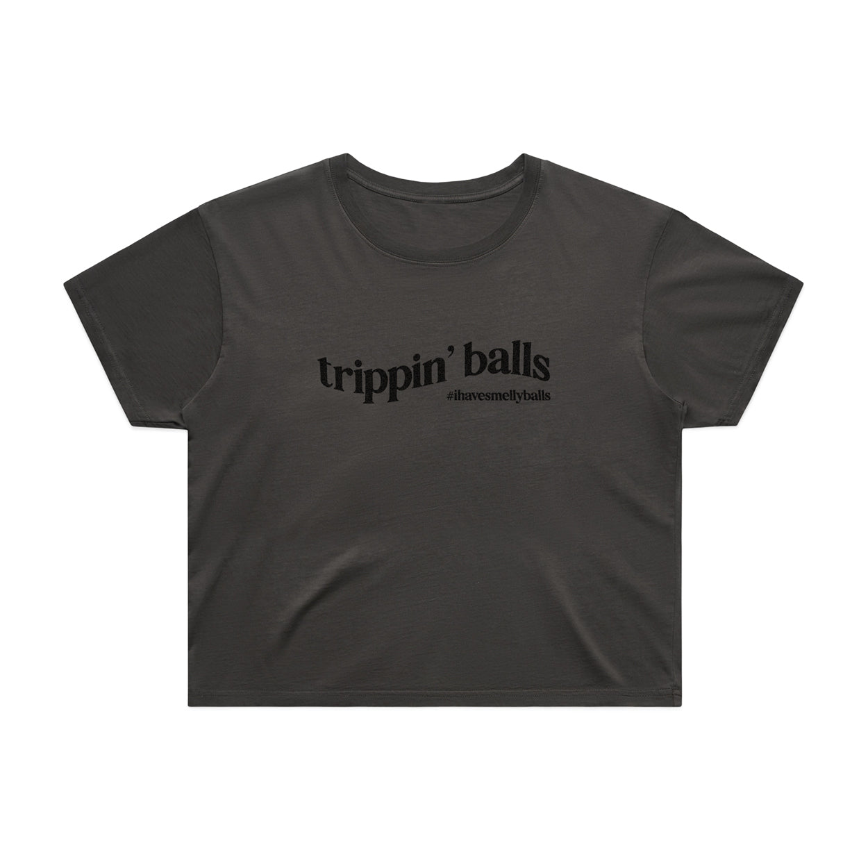 Women’s Trippin’ Balls Crop Tee - Onyx Ash