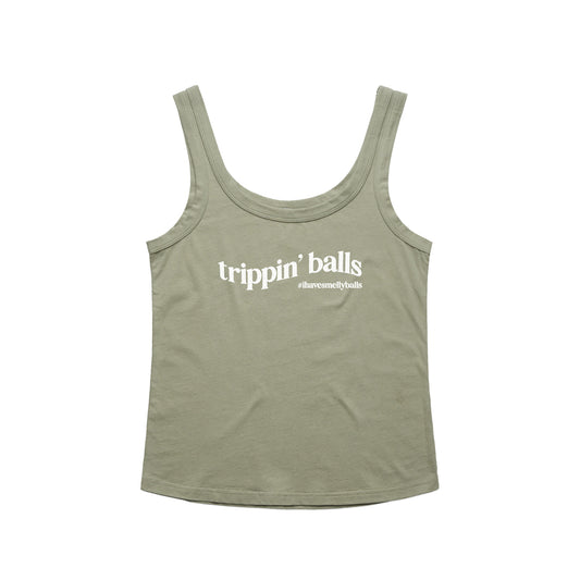 Women's Trippin’ Balls Singlet - Eucalypt Green